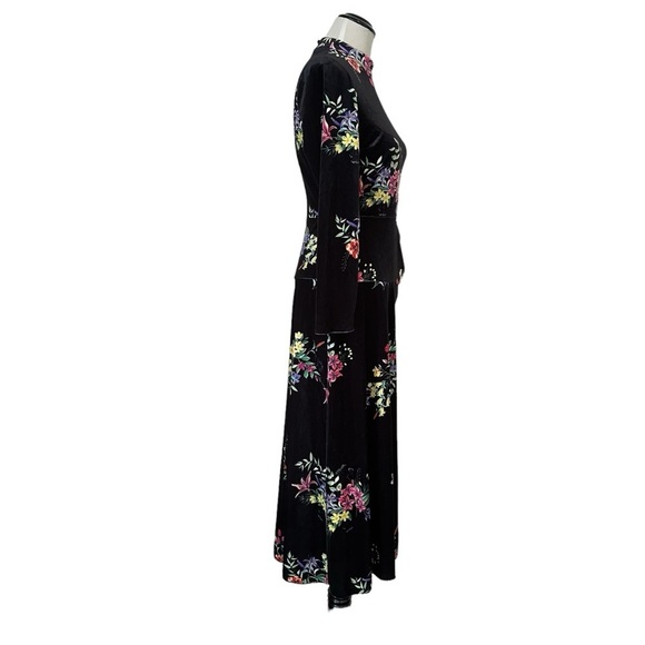 ASOS velvet floral black midi length dress - Picture 6 of 12